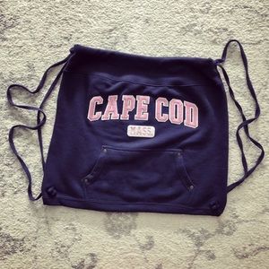 Navy blue & pink Cape Cod hoodie backpack